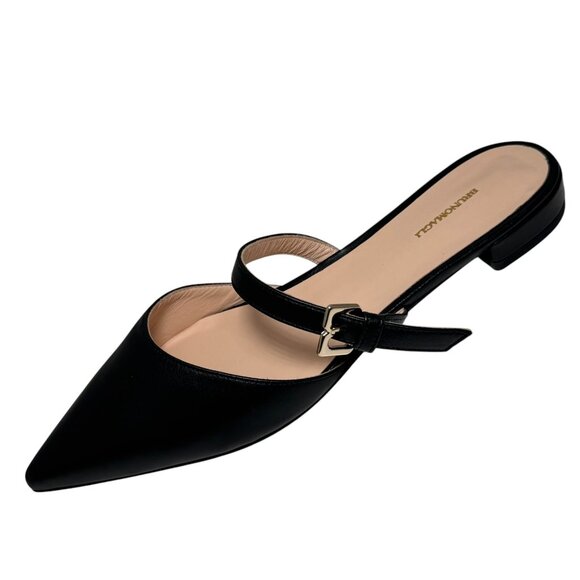 Bruno Magli Pasha Leather Buckle Strap Mules Flats Size 40 8.5-9 New $298 - Picture 1 of 6